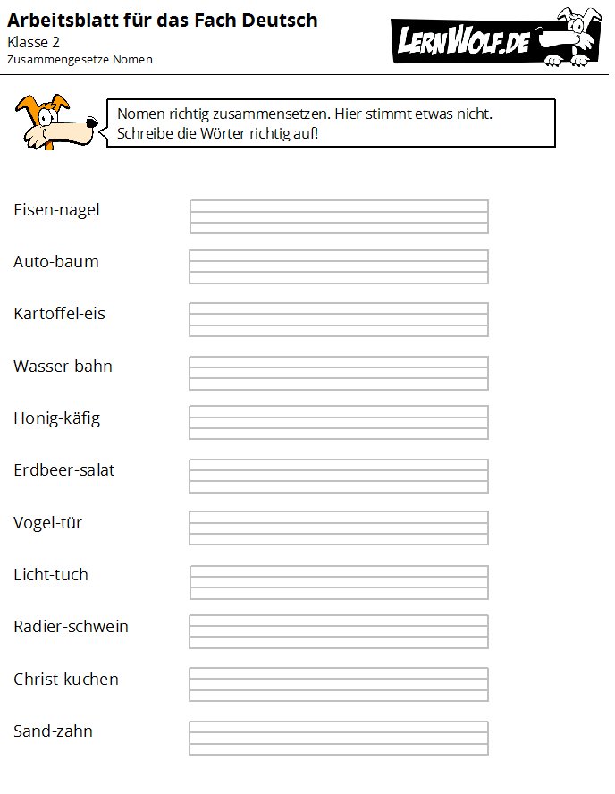 Deutsch 4 Klasse übungen Zum Ausdrucken Nomen