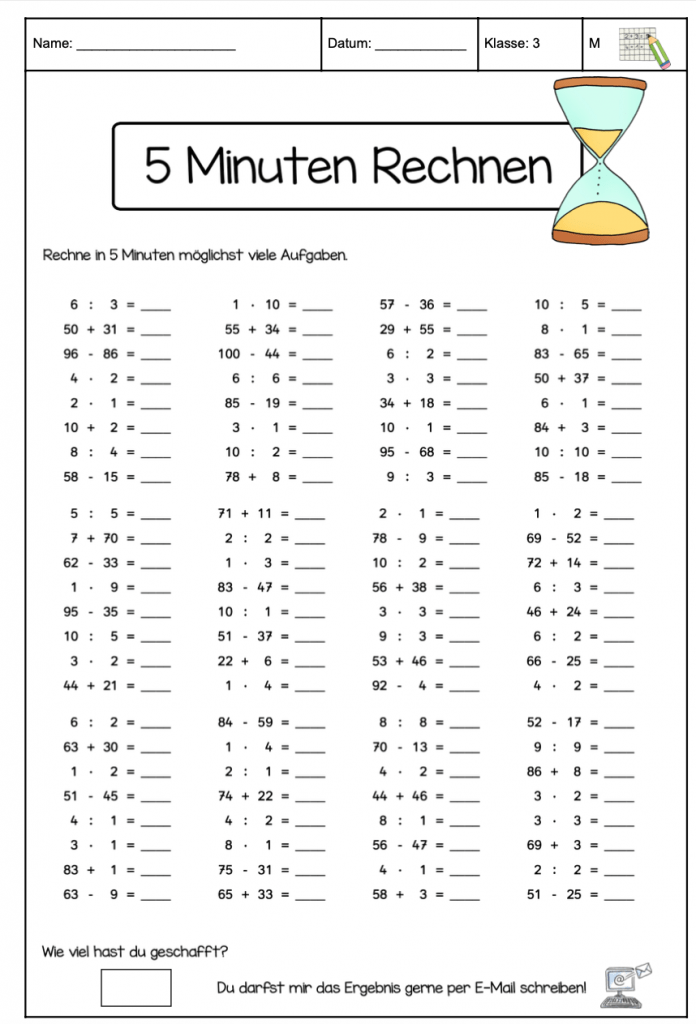 Mathe übungen Klasse 3 Zum Ausdrucken