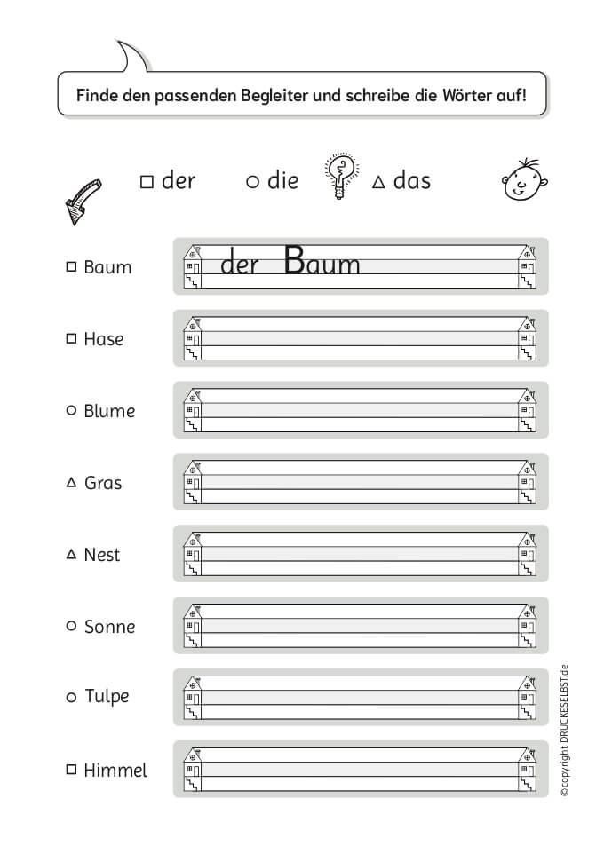 übungen Für 1.klasse Zum Ausdrucken