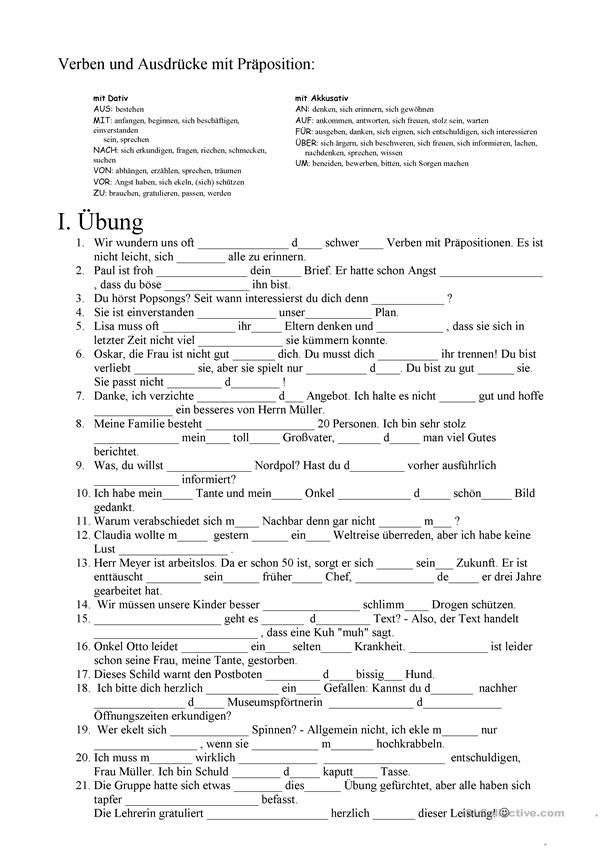 Englisch Zeiten übungen Lückentext Zum Ausdrucken