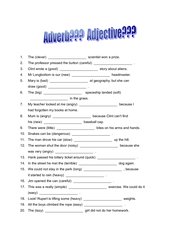 Adjective Or Adverb übungen Mit Lösungen Zum Ausdrucken