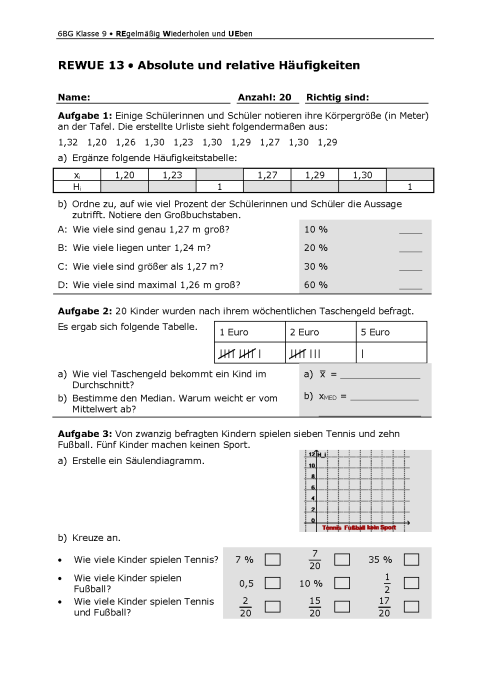 Absolute Und Relative Häufigkeit übungen 11 Klasse Ausdrucken