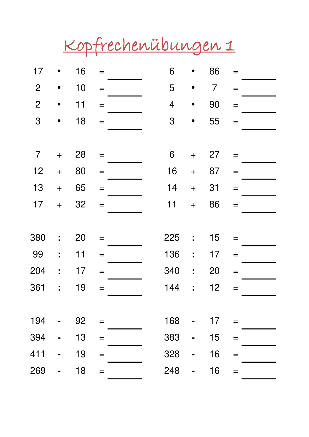 Mathe übungen Zum Ausdrucken 9