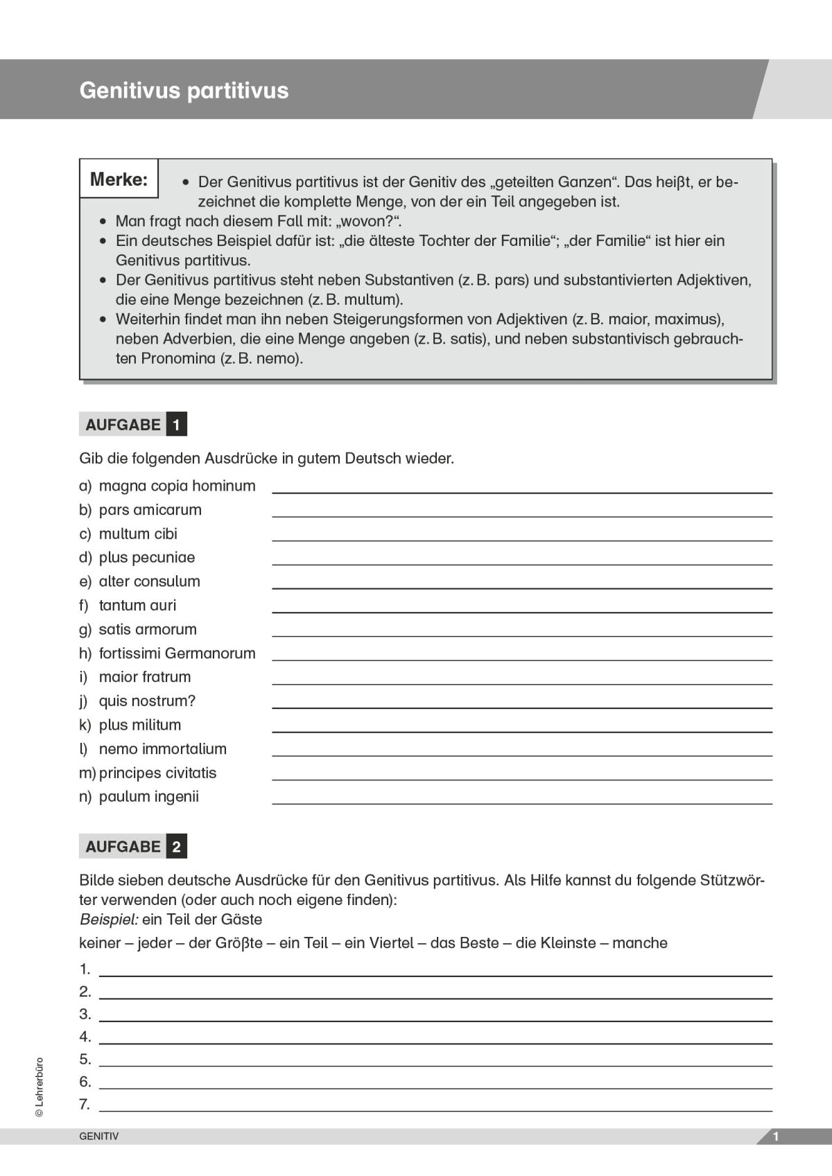 übungen Zu Nominatic Genitiv Akkusativ Und Dativ Zum Ausdrucken
