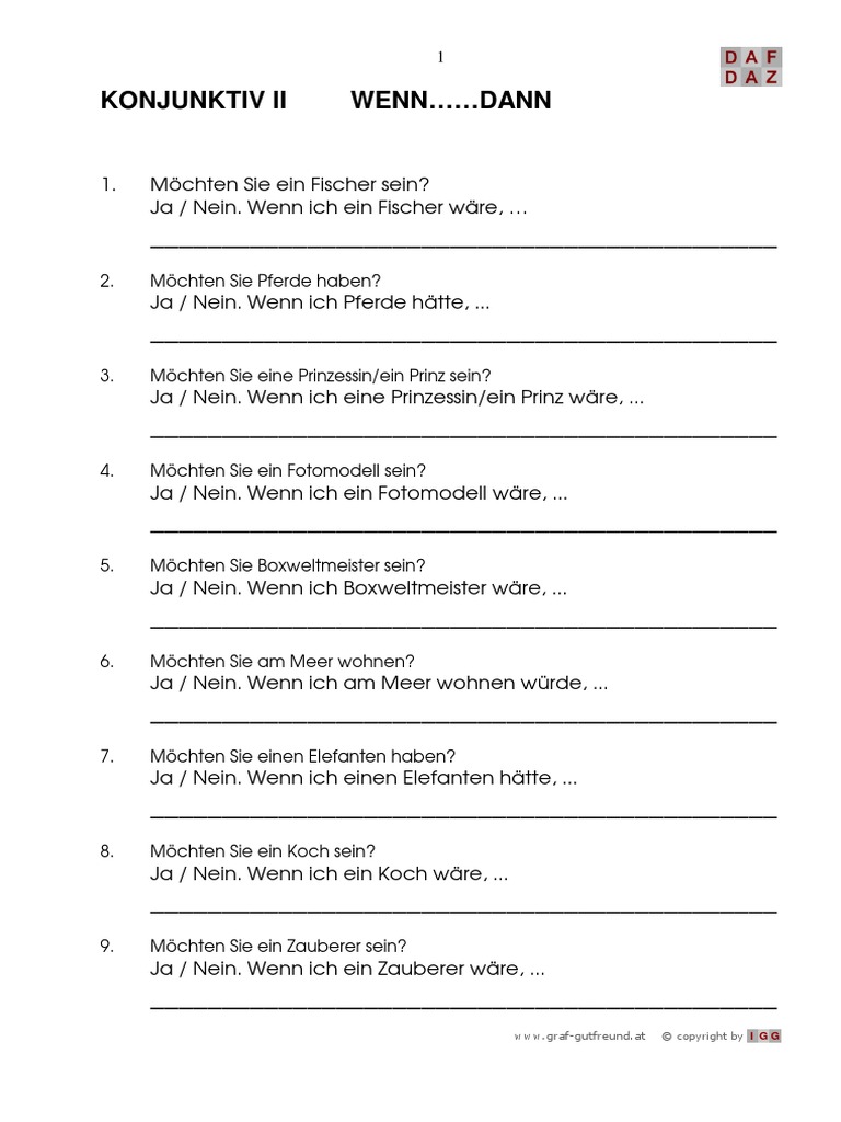 Konjunktiv 1 Und 2 übungen Mit Lösungen Zum Ausdrucken
