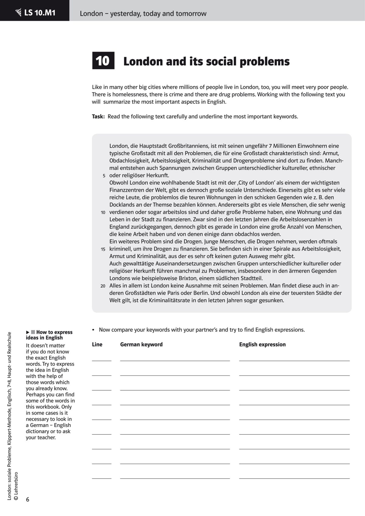 Mediation Englisch 6 Klasse Gymnasium übungen Ausdrucken