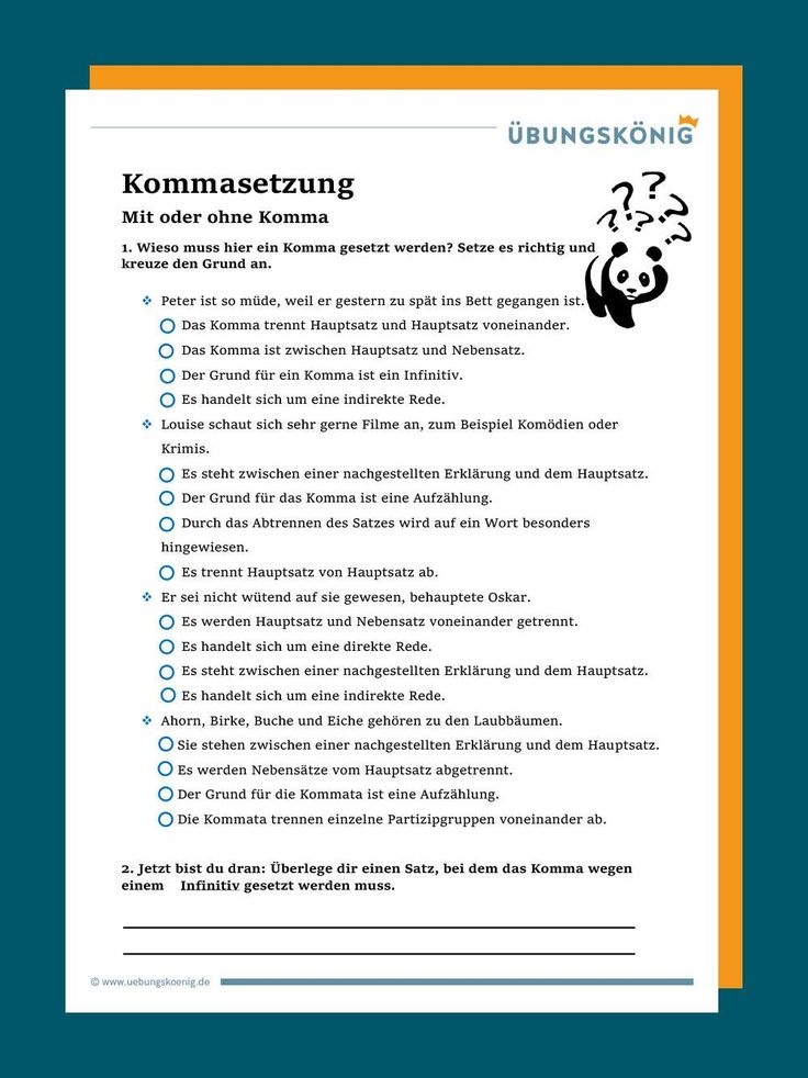 Richtig Kommas Setzen übungen Zum Ausdrucken