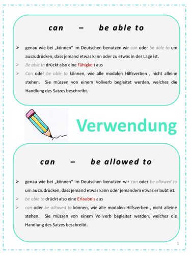 Englisch Able To Allowed To übungen Mit Lösung Zum Ausdrucken
