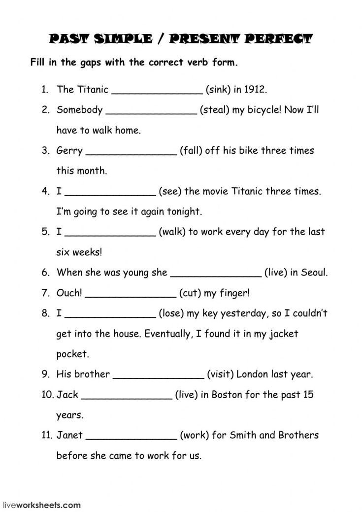 Present Perfect Oder Simple Past übungen Zum Ausdrucken