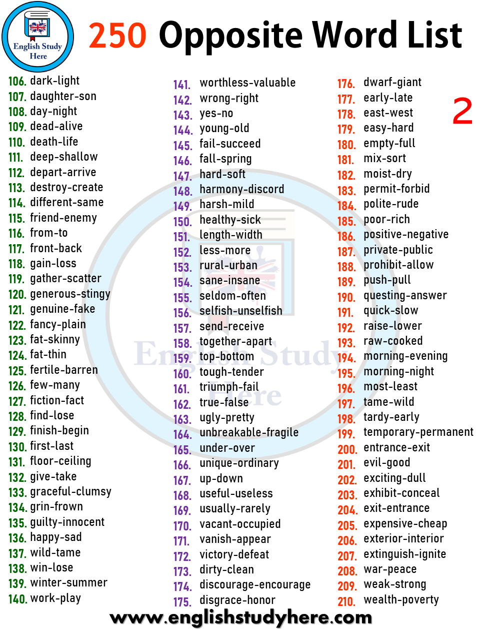 Englisch 5klasse Opposites übungen Zum Ausdrucken