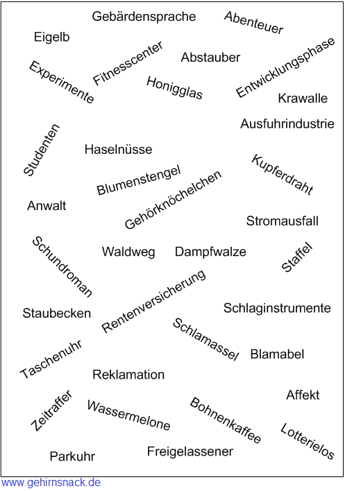 übungen Zum Gedächtnistraining Zum Ausdrucken