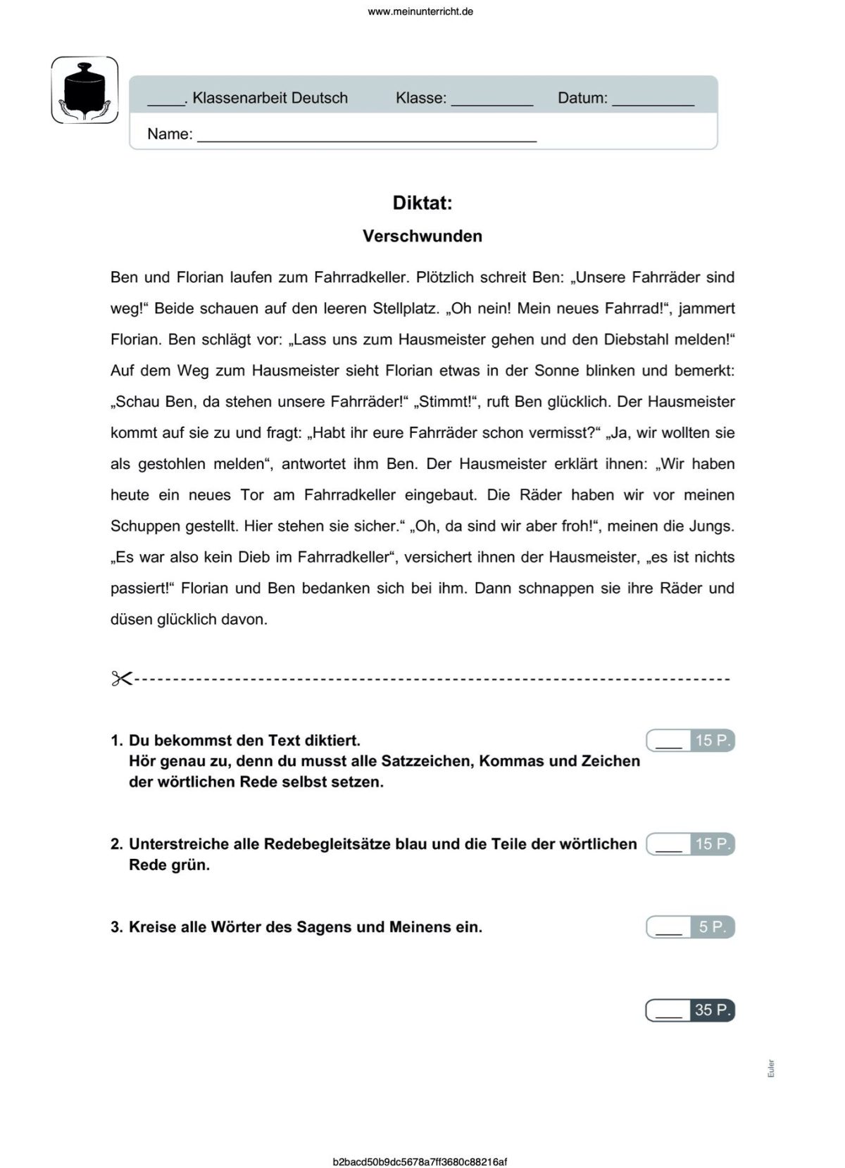 übungen Deutsch Wörtliche Rede Ausdrucken