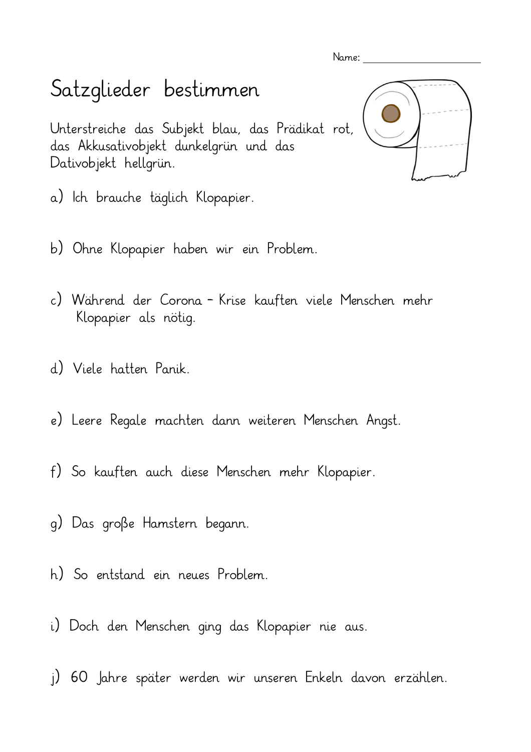 Satzglieder Bestimmen übungen Klasse 5 Zum Ausdrucken