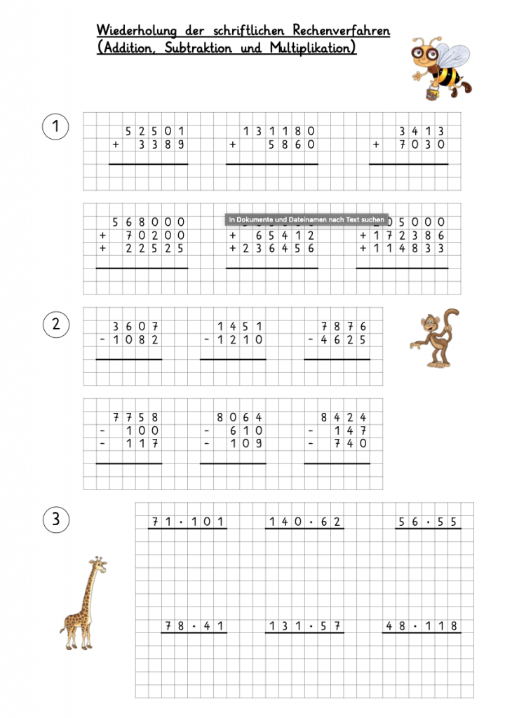 4 Klasse Mathe übungen Zum Ausdrucken