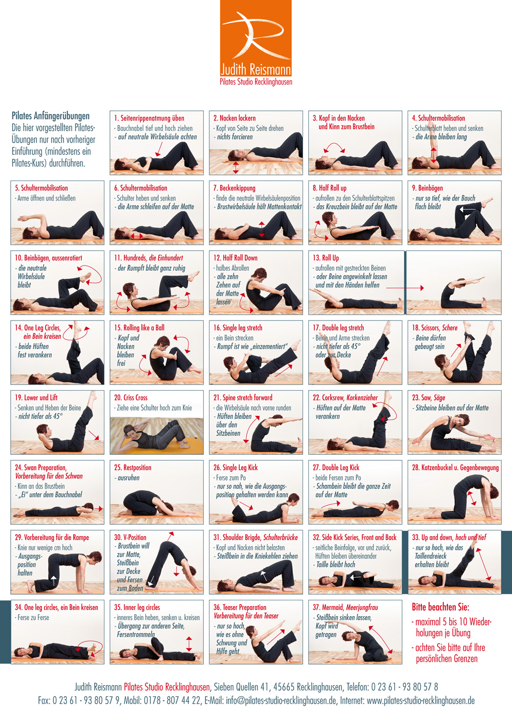 Pilates-übungen Zum Ausdrucken P