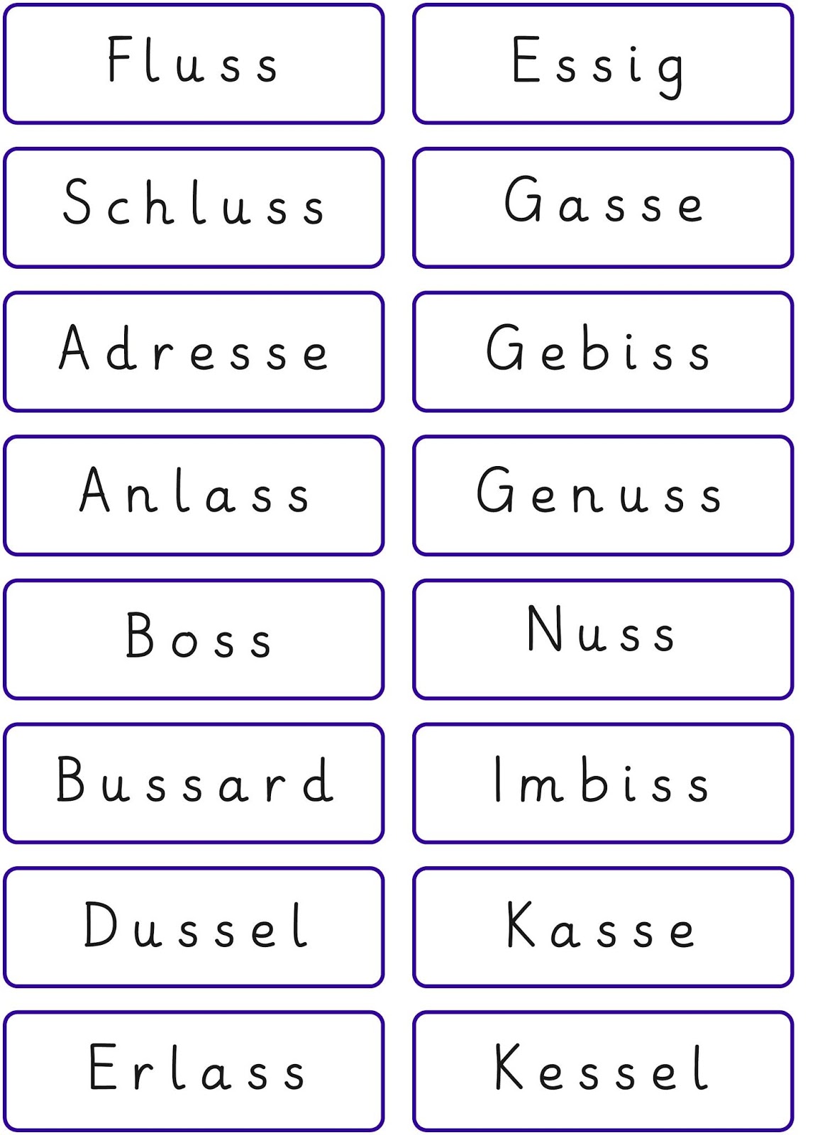 S Ss ß übungen 5 Klasse Zum Ausdrucken