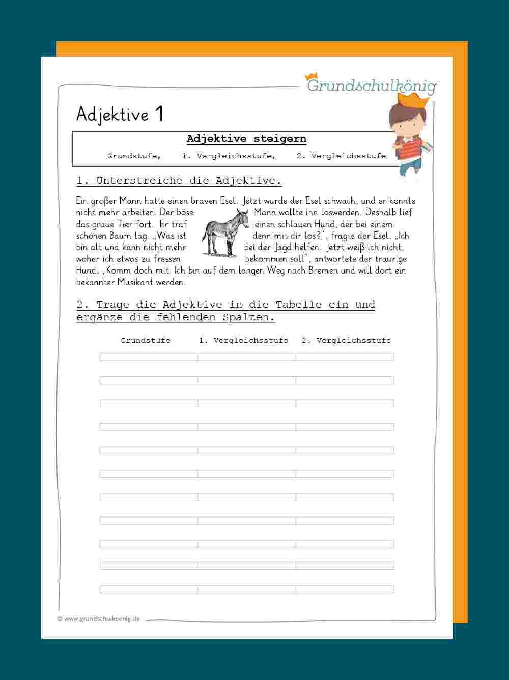 Steigerung Der Adjektive Englisch übungen Zum Ausdrucken