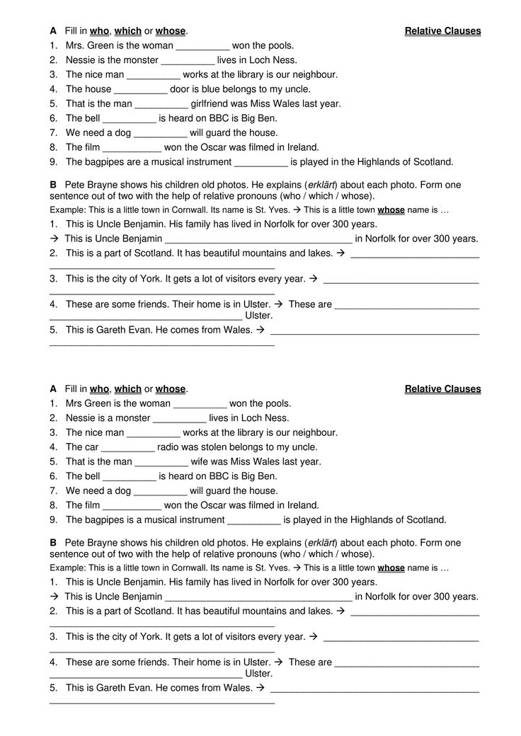 Relative Clauses übungen Klasse 6 Zum Ausdrucken