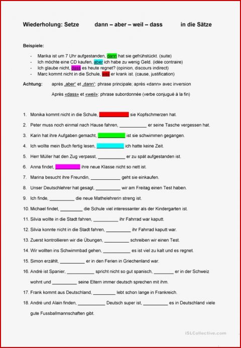 Hauptsatz Gliedsatz übungen Arbeitsblätter Zum Ausdrucken