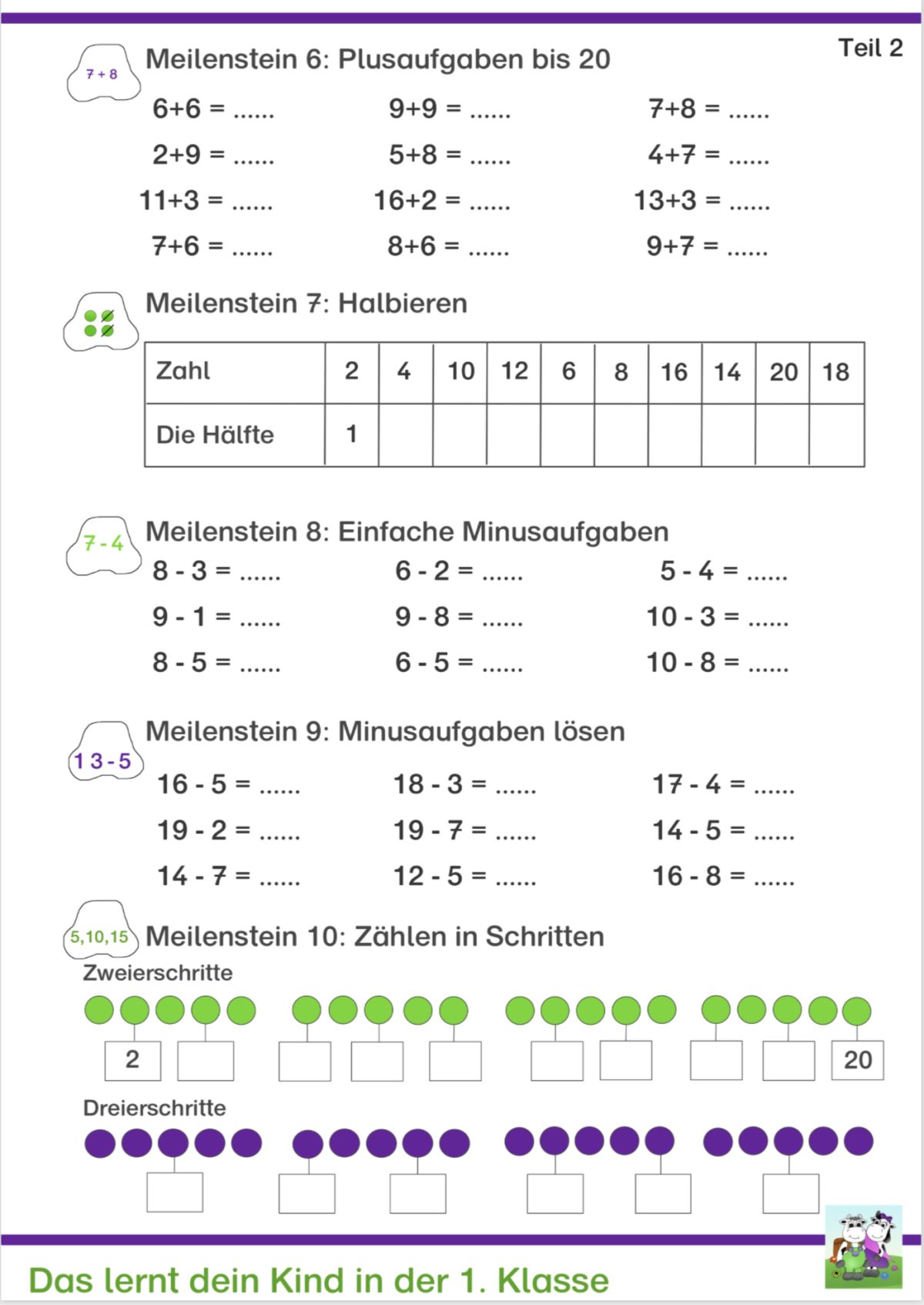 Mathe übungen Zum Ausdrucken 1. Klasse