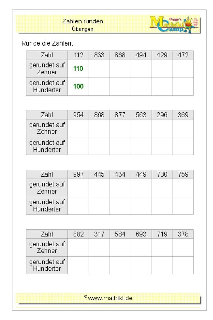 Mathe 5 Klasse Runden übungen Ausdrucken