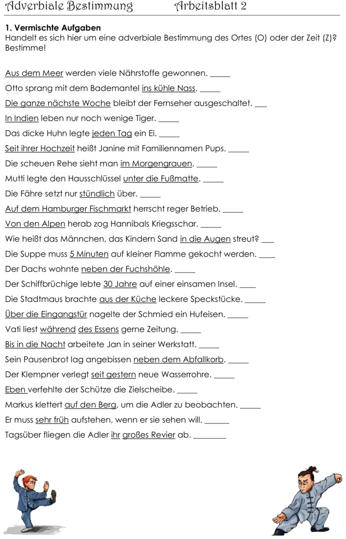 Deutsch Satzglieder Bestimmen übungen Zum Ausdrucken