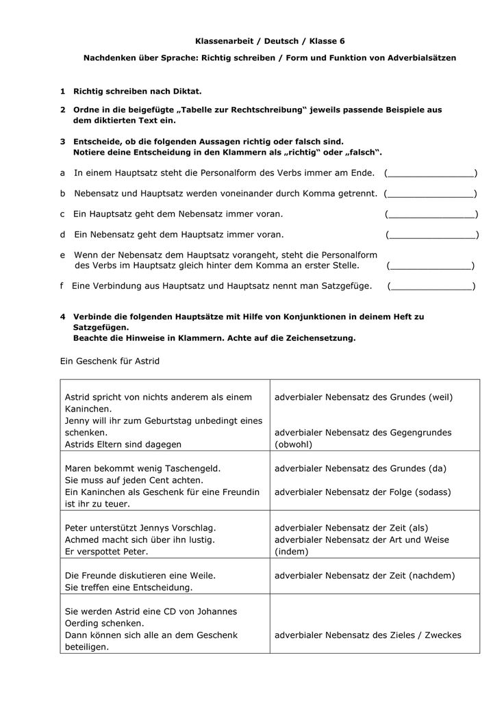 übungen Zu Adverbialsätzen Zum Ausdrucken