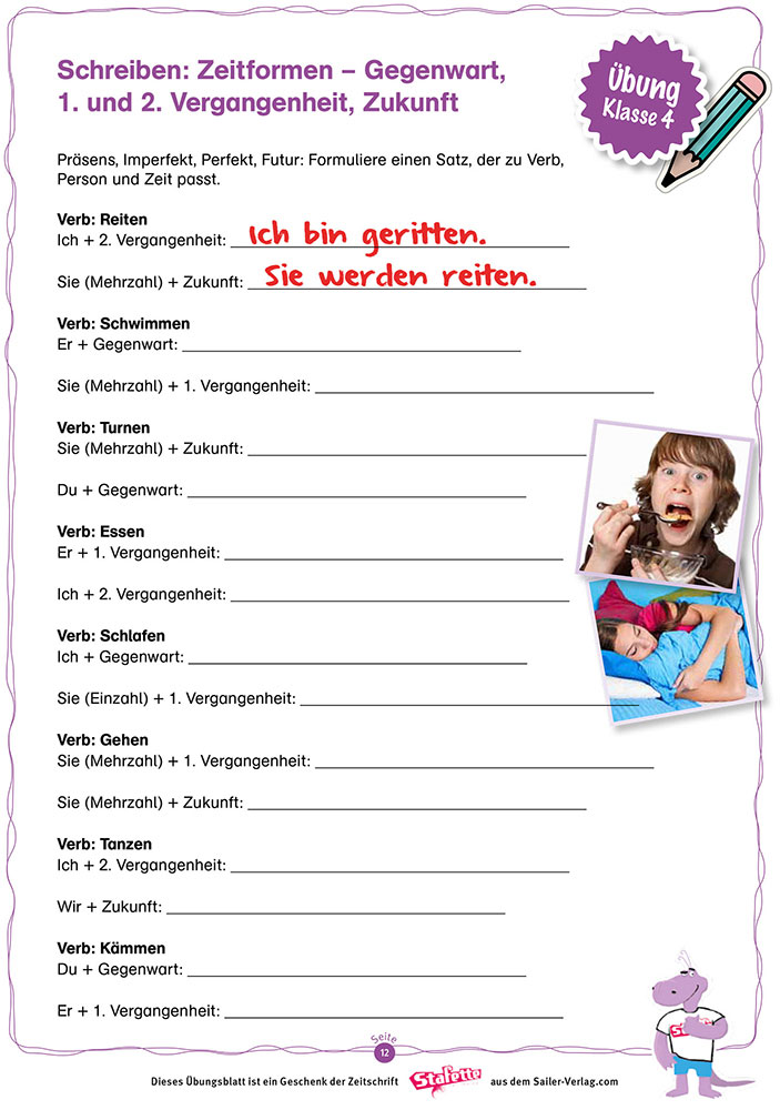 Vergangenheit Klasse 3 übungen Zum Ausdrucken Kostenlos