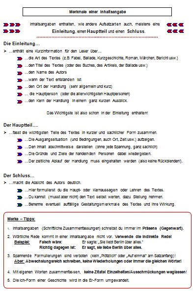 Inhaltsangabe übungen Zum Ausdrucken Kostenlos