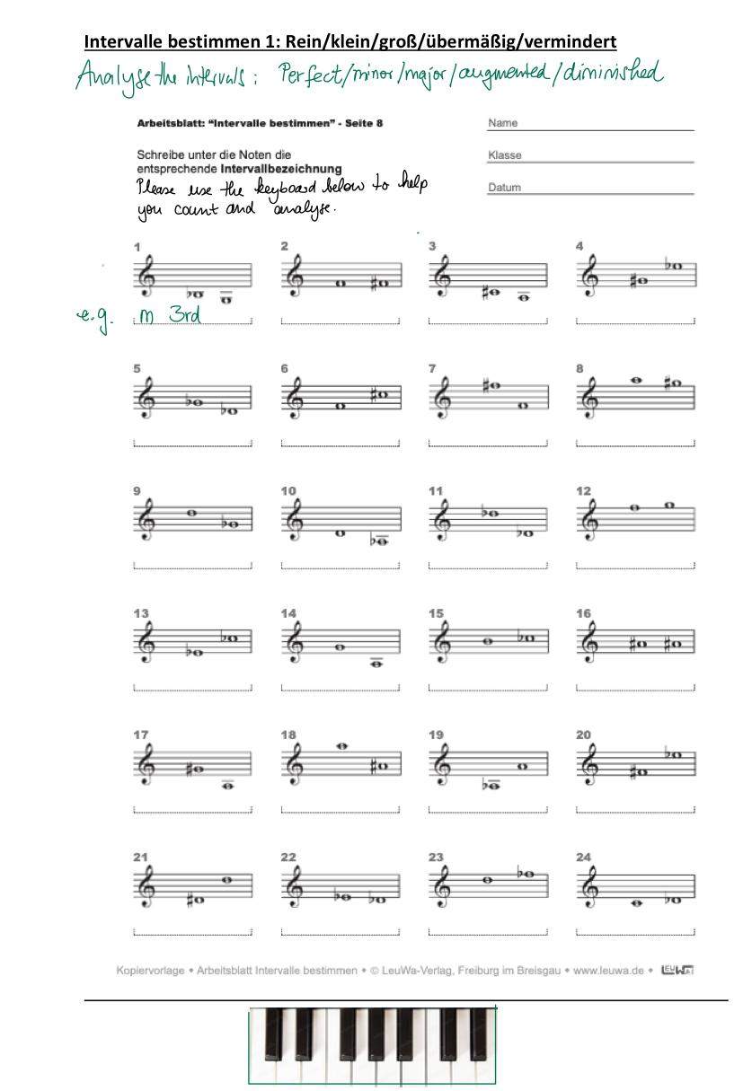 Musik Intervalle 6 Klasse Gymnasium übungen Ausdrucken