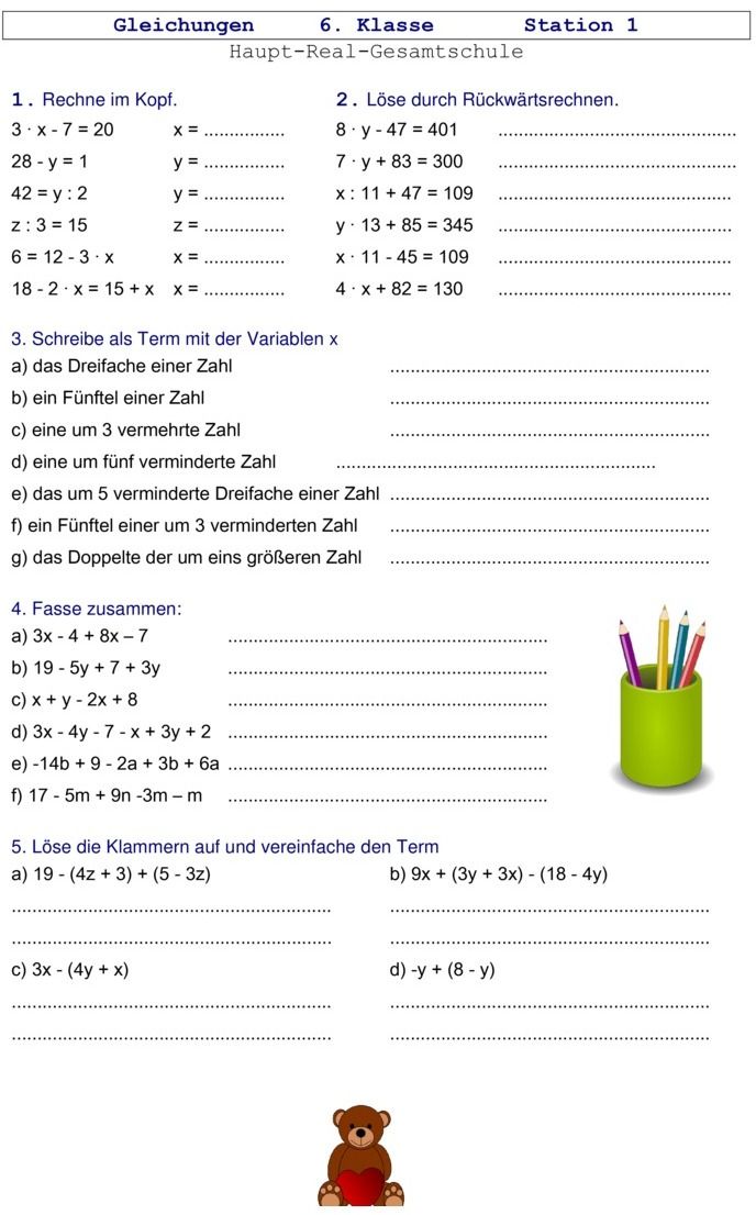 Mathe übungen Zum Ausdrucken Klasse 8