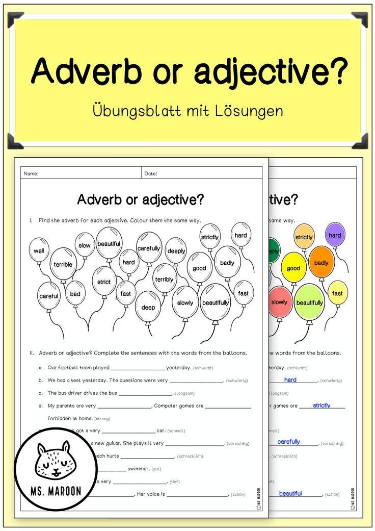 Englisch übungen Adverben Zum Ausdrucken