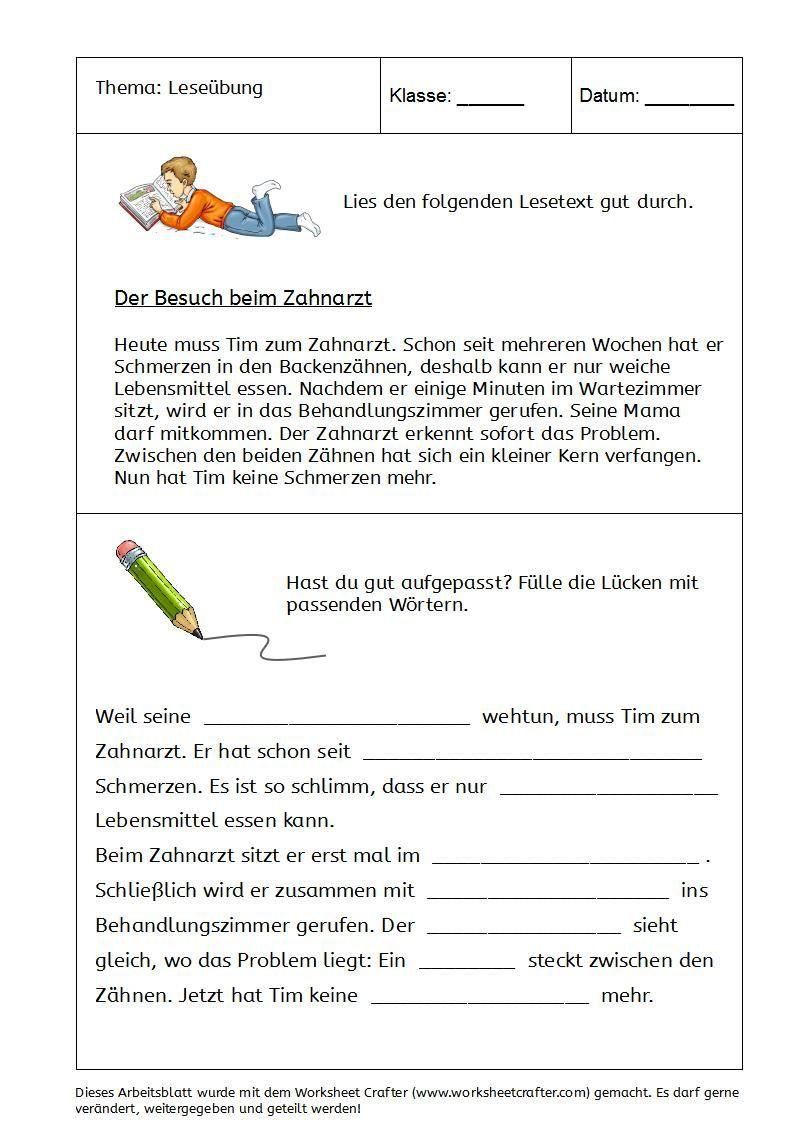 Textverständnis Hobbies 6 Klasse übungen Zum Ausdrucken