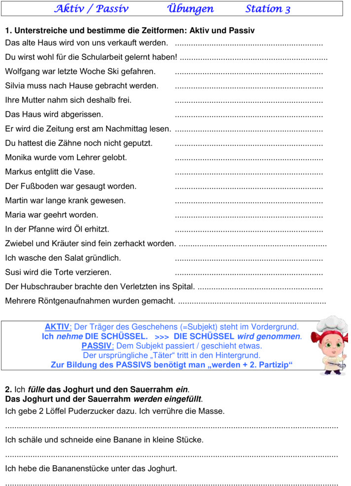 übungen Deutsch Aktiv Passiv 6 Klasse Zum Ausdrucken