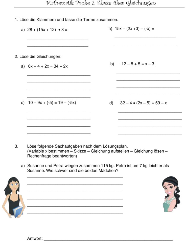 Mathe übungen 7klasse Zum Ausdrucken Realschule Vektoren