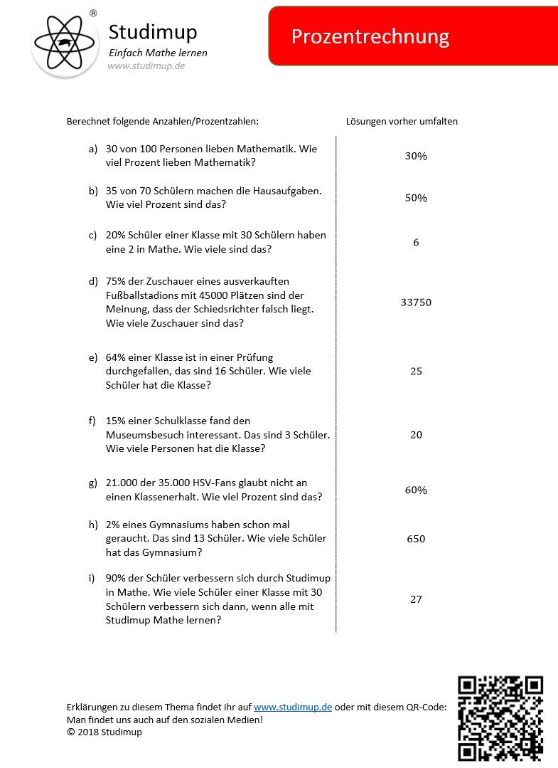 Mathe übungen Klasse 8 Prozentrechnung Ausdrucken