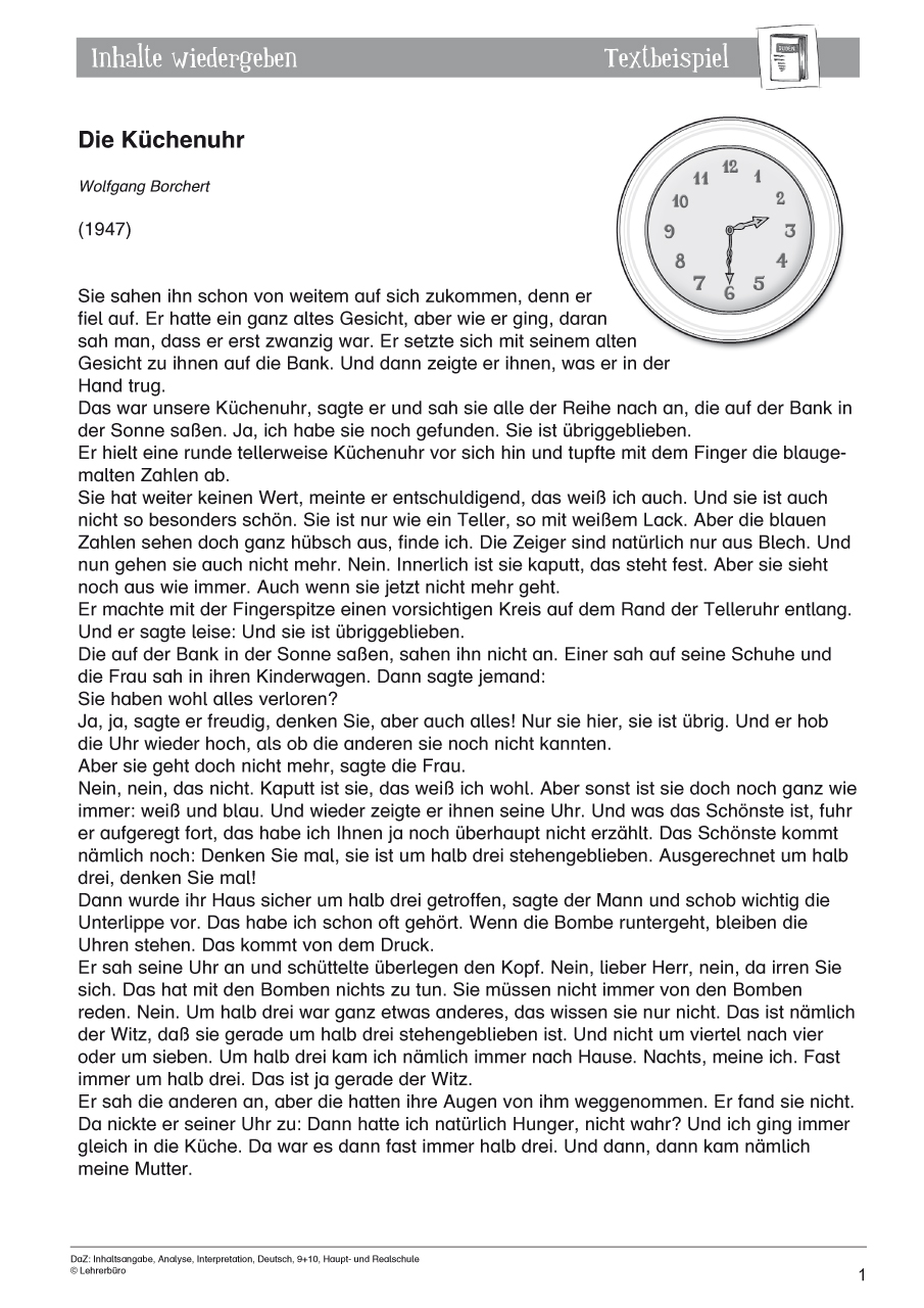 Inhaltsangabe 7 Klasse übungen Ausdrucken