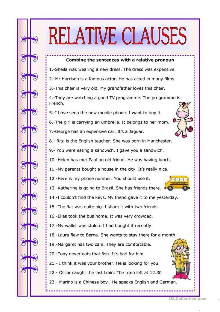 Englisch Relative Clauses übungen Zum Ausdrucken