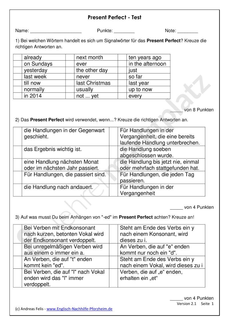 Simple Past übungen Zum Ausdrucken Pdf