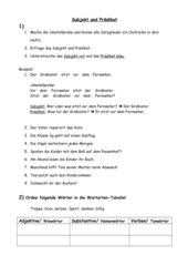 Subjekt Prädikat Objekt übungen Zum Ausdrucken