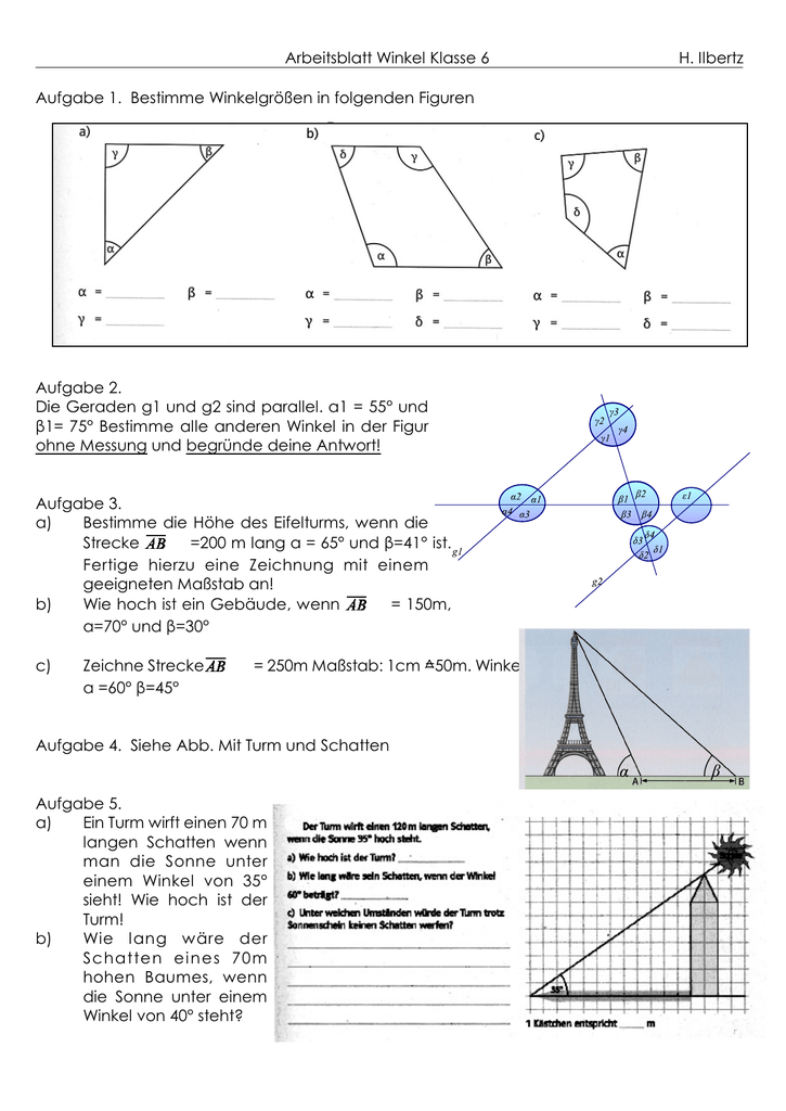 Mathe Winkel übungen Zum Ausdrucken
