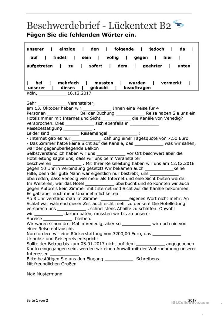 übungen Für Leserbrief Zum Ausdrucken