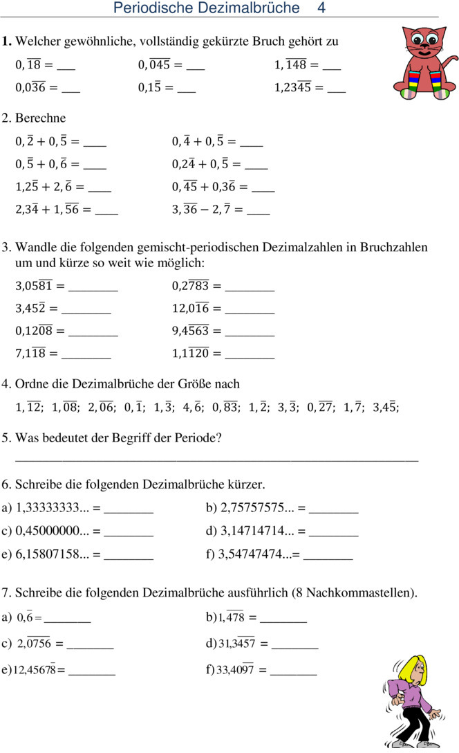 Dezimalzahlen übungen 6 Klasse Zum Ausdrucken