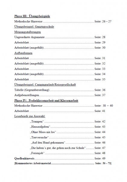 Argumentieren Klasse 6 übungen Zum Ausdrucken