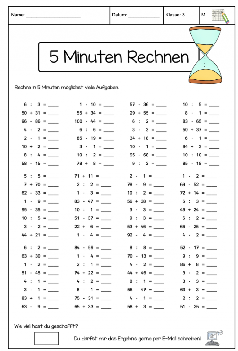 Mathematik übungen Grundschule Zum Ausdrucken