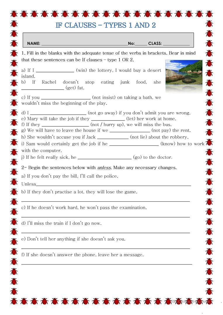 übung Englisch Ausdrucken If Clauses Typ 1 Und 2