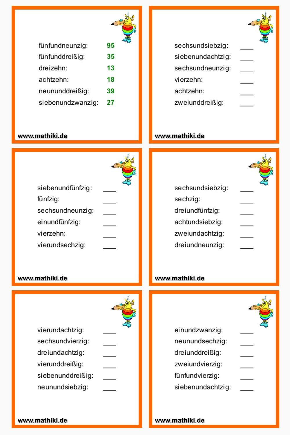 Numbers übungen Zum Ausdrucken Klasse 6