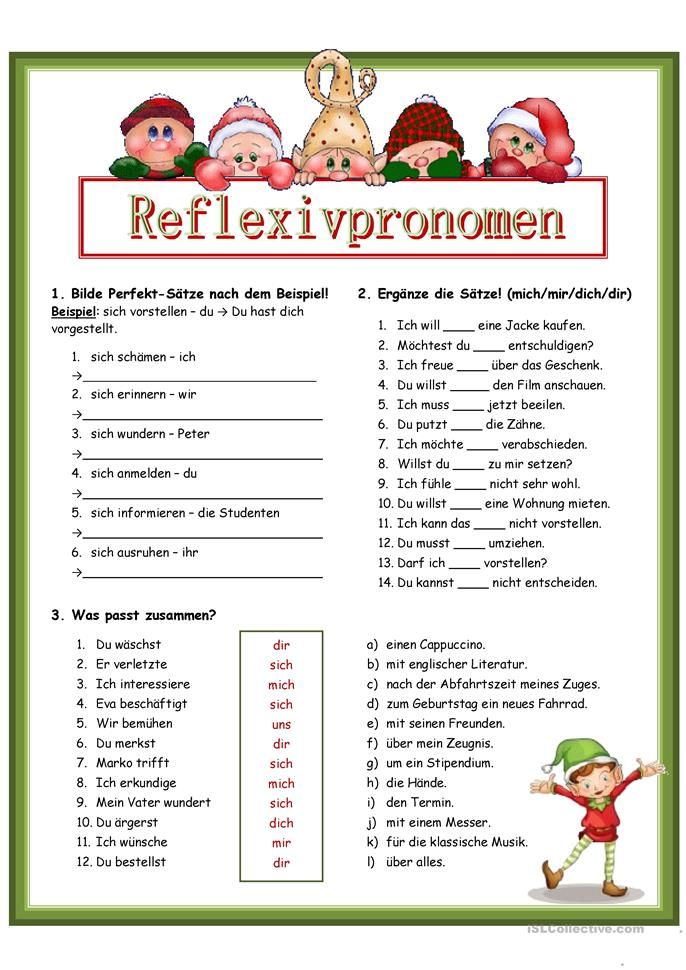 Reflexivpronomen Englisch übungen Klasse 7 Zum Ausdrucken