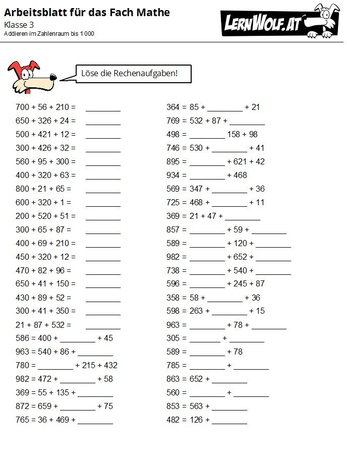 Mathe übungen Klasse 4 Zum Ausdrucken