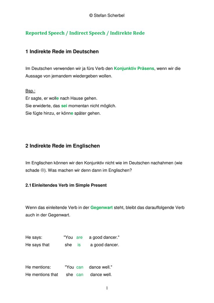 Indirekte Rede übungen Mit Lösungen Zum Ausdrucken